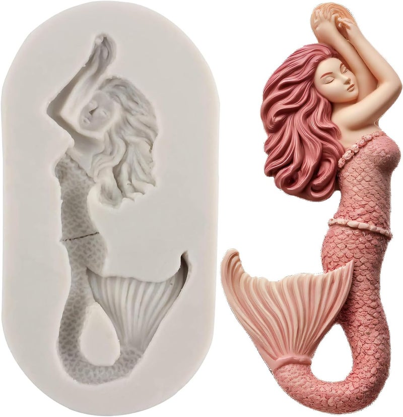 TAOXIBEI Mermaid Silicone Mold Mermaid Polymer Clay Molds for DIY Crafts Epoxy Resin Casting Air Dry Polymer Clay Plaster Jewelry Making - Image 1